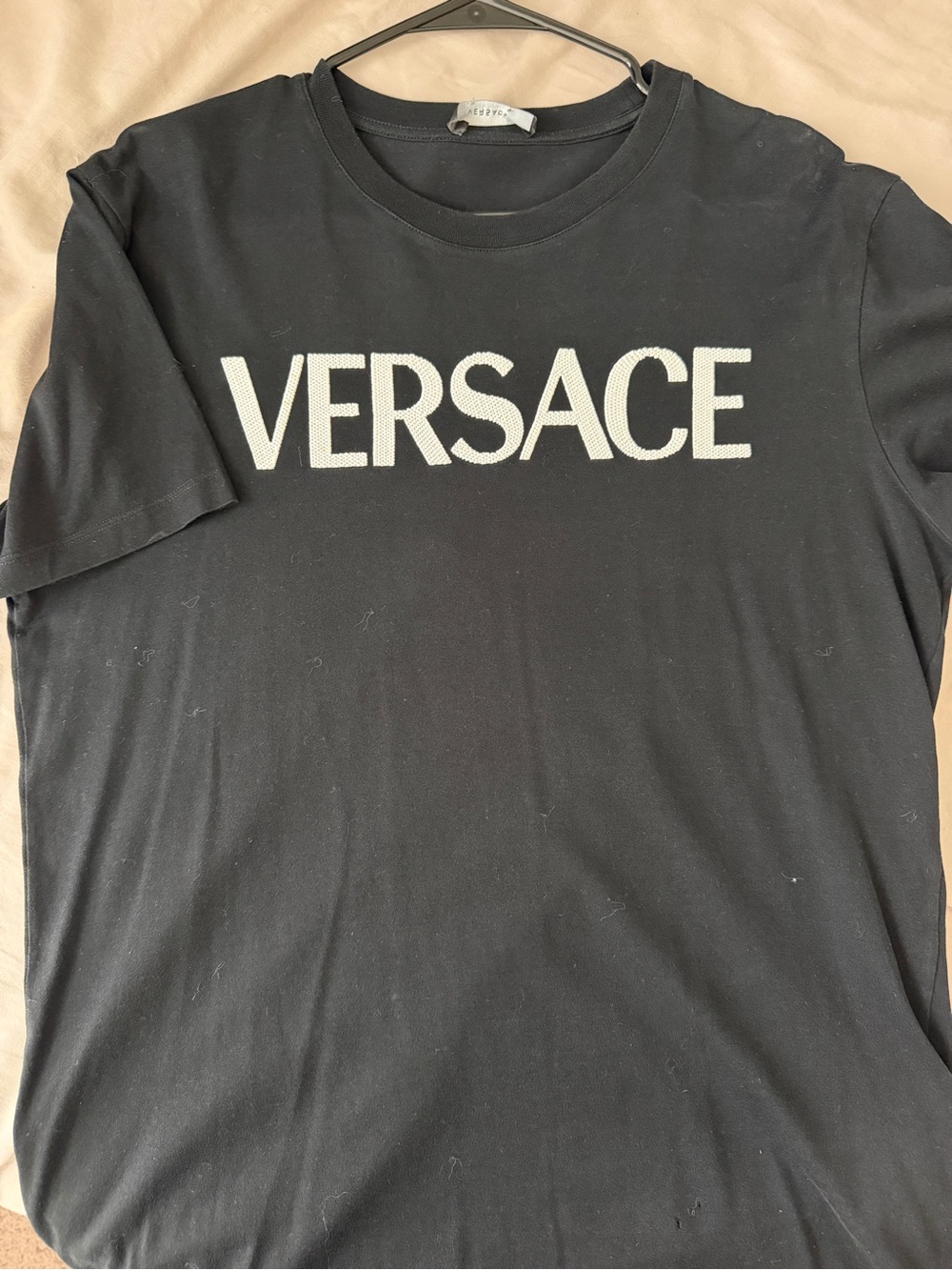 Versace Black Tee with Contrasting White Logo